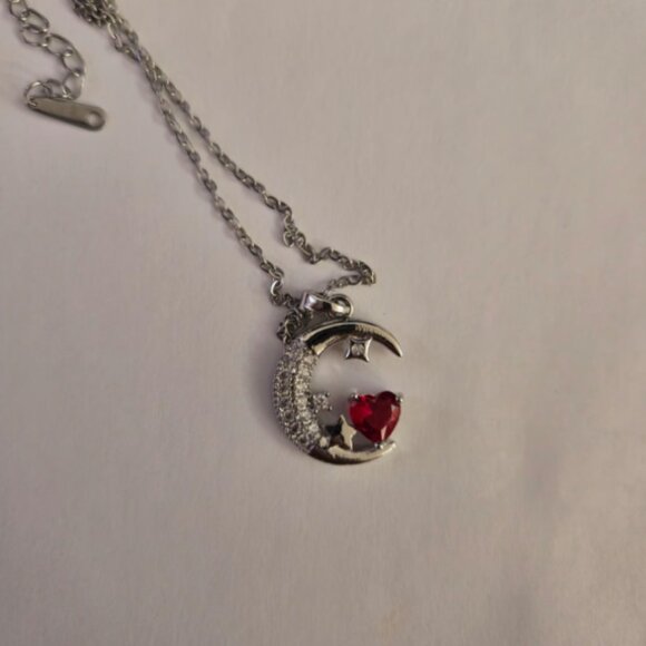 Heart zircon stone moon necklace and ring set - Picture 2 of 4